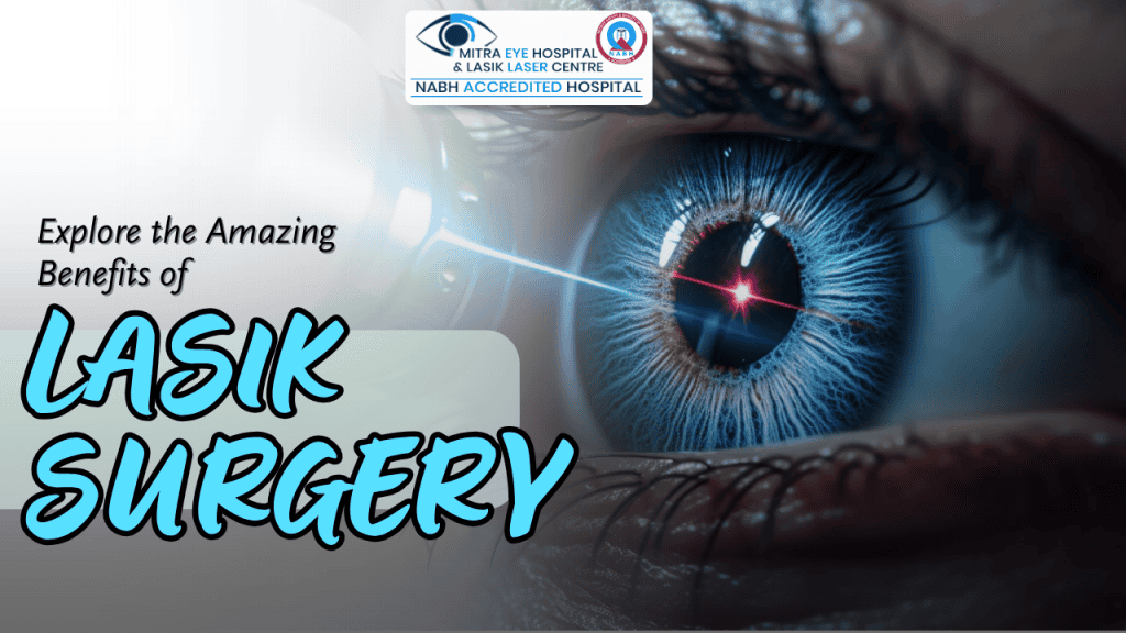Clear blue eye with laser treatment effect, Punjab LASIK eye surgery clinic.