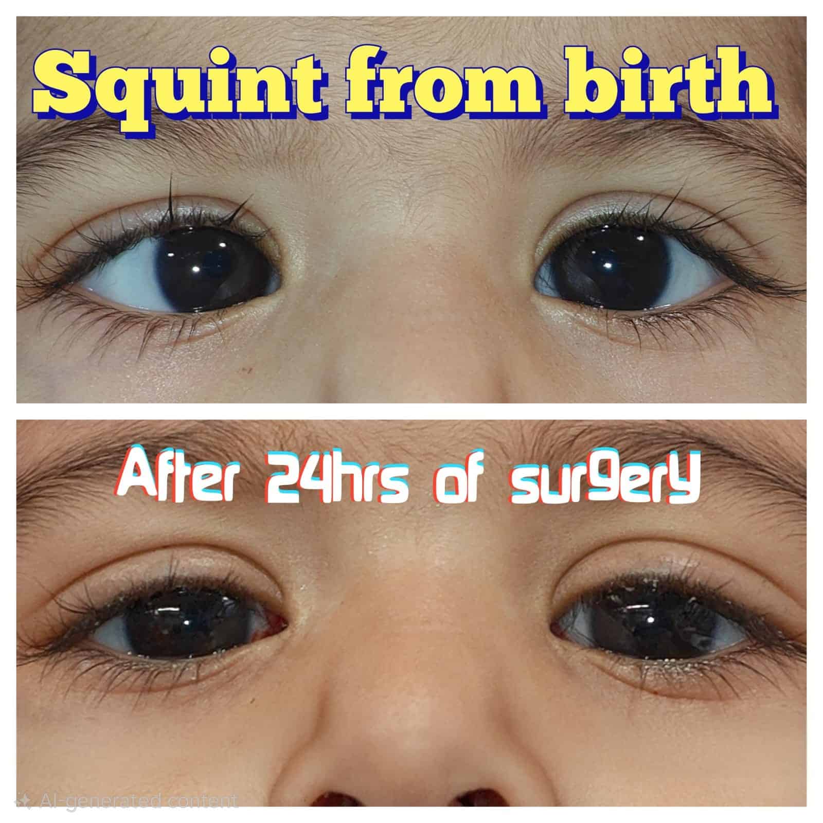 Child's eyes before and after eye surgery at Punjab LASIK.