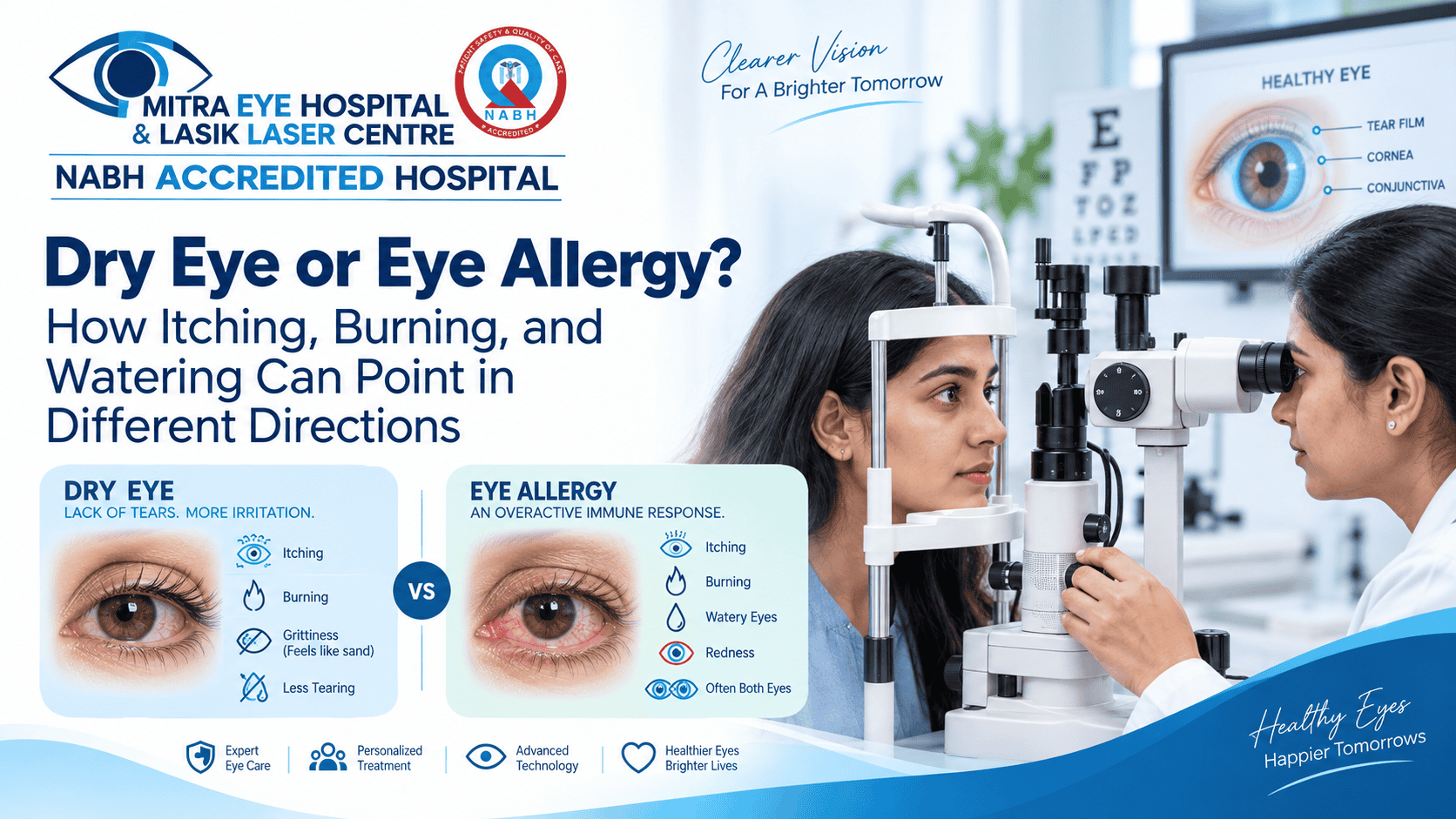 Dry eye and eye allergy comparison chart for LASIK patients.