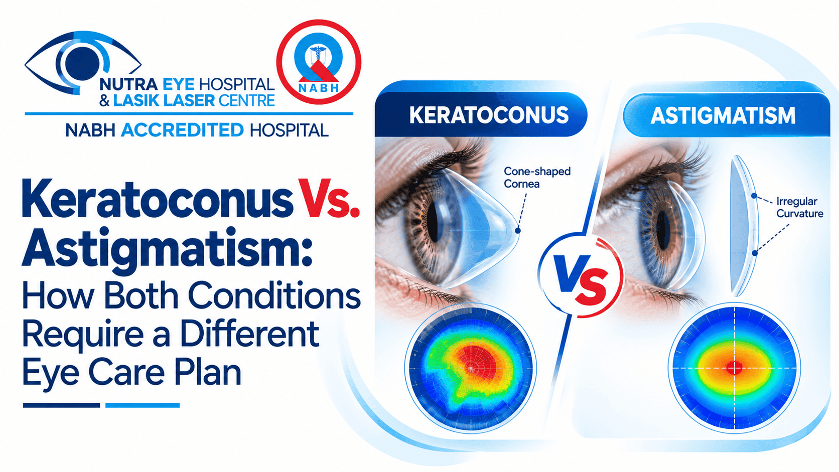Keratoconus vs Astigmatism eye care comparison graphic for Punjab Lasik.